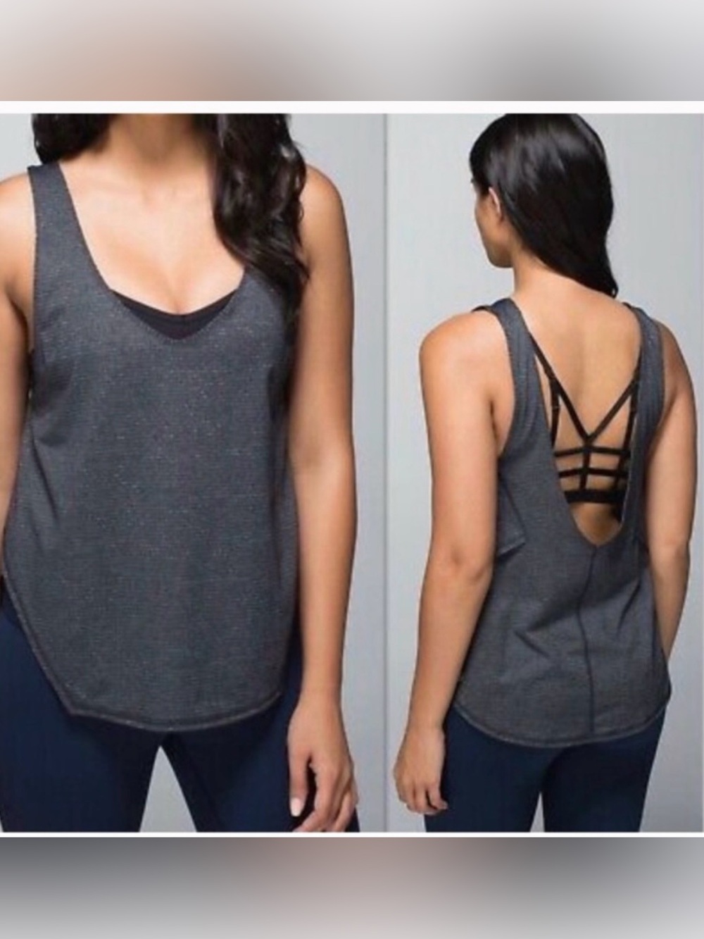 Lululemon Seek The Heat Tank Heathered Deep Coal